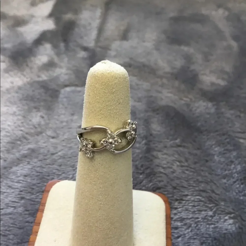 Silver Trio Butterfly Crystals Ring